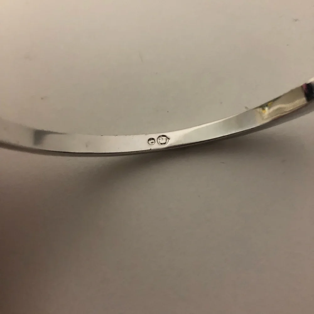 Swarovski Crystal Accent Bangle Bracelet Silvertone Asymmetrical